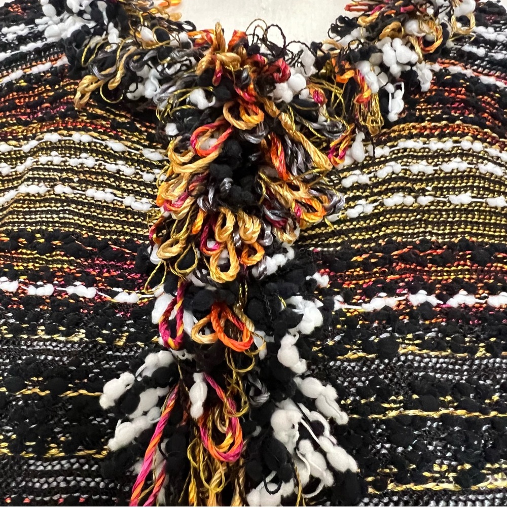 St. John Multicolored Long Cardigan Fringe Detail Quiet Luxury Timeless Elegance - Picture 4 of 12